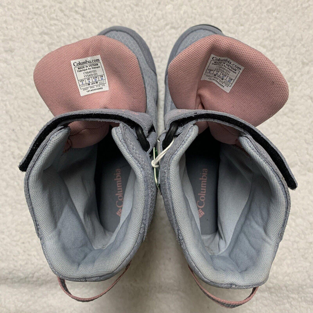 Botas de nieve Columbia para jóvenes, talla 5, impermeables, de invierno, Omni-Grip, gris y rosa