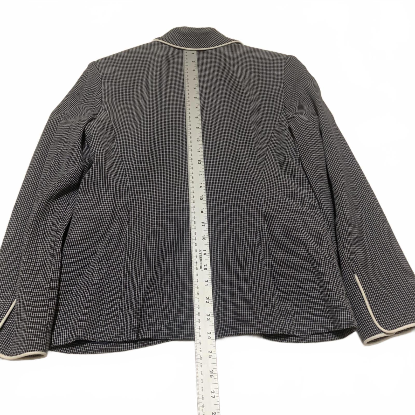 Vintage Casual Corner Petite Women's 8P Navy Blazer Piped Trim Button Jacket