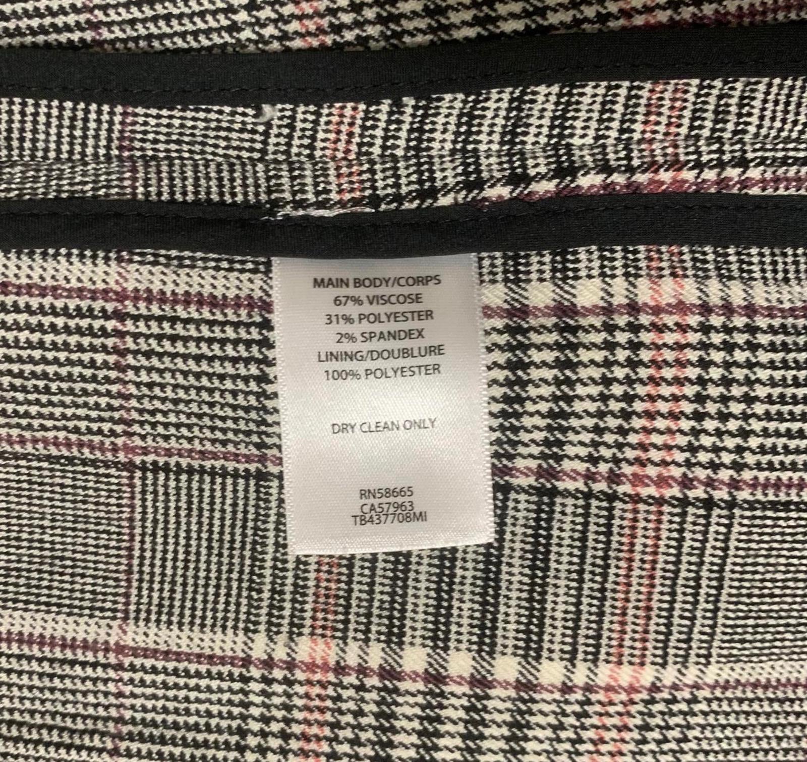 Chaqueta blazer a cuadros Treasure &amp; Bond para mujer, talla XS, negra, rosa y gris, elástica, con 1 botón