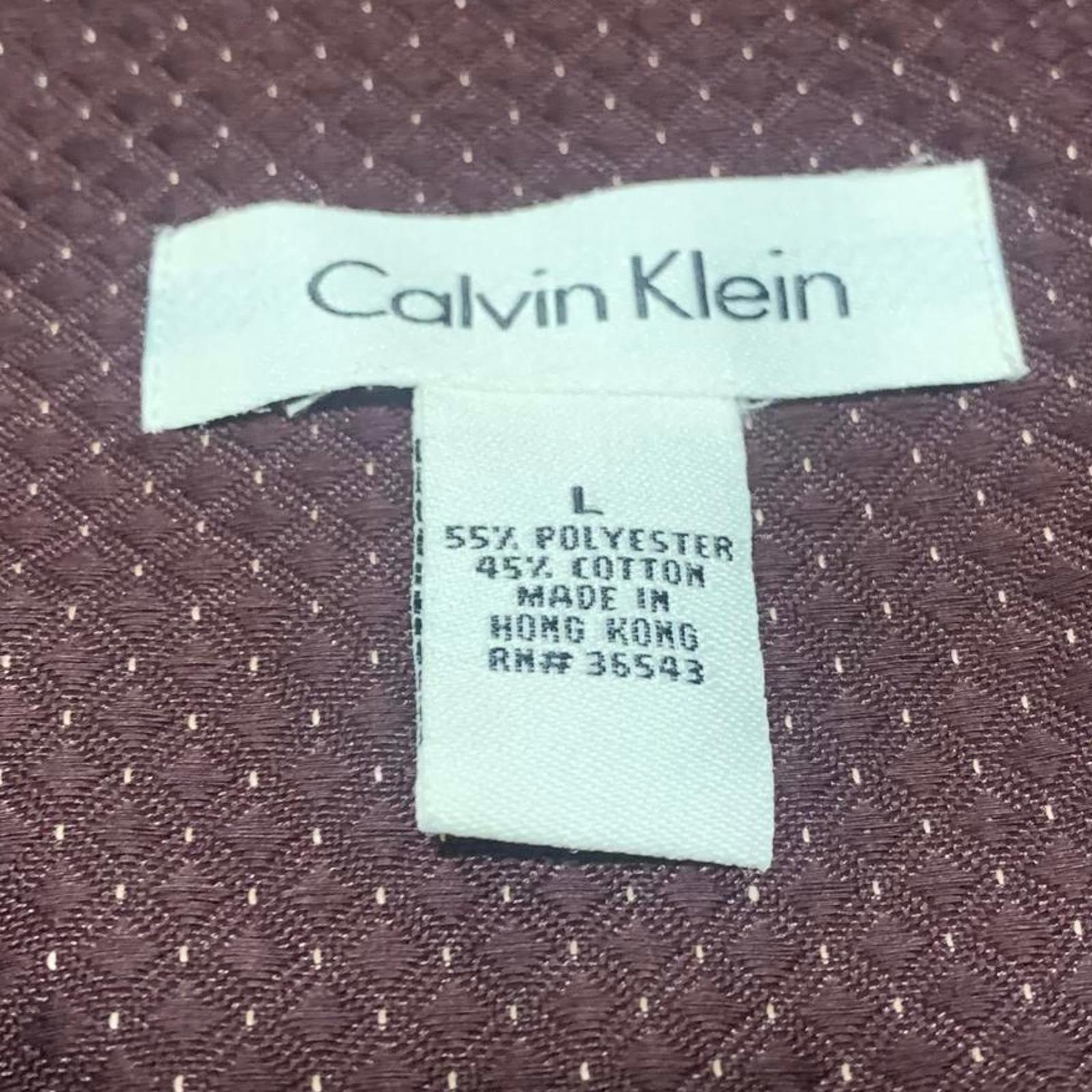 Camisa de vestir vintage de manga larga con lunares burdeos de Calvin Klein para hombre, años 90