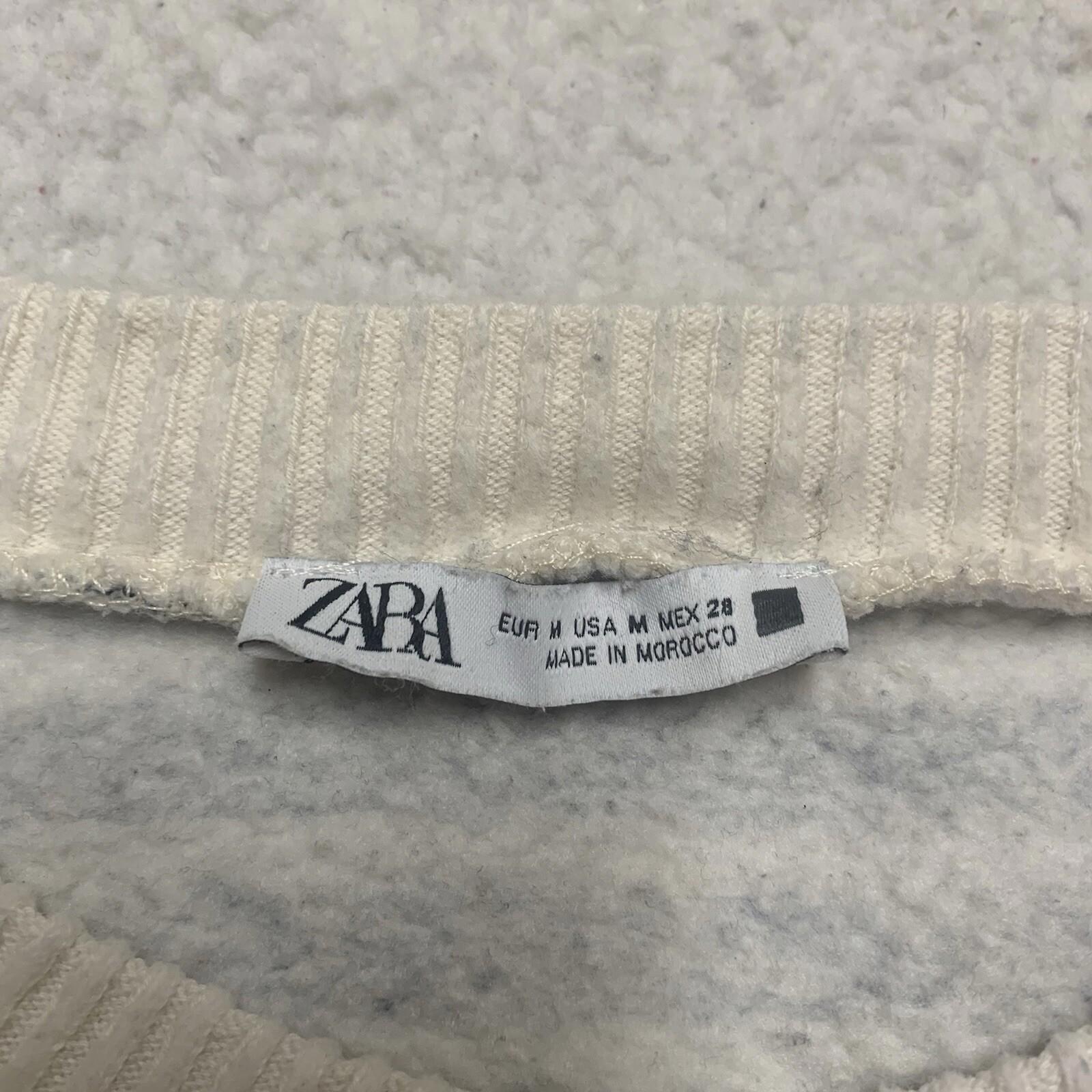 Suéter corto de manga larga azul y beige para mujer, talla M, de Zara