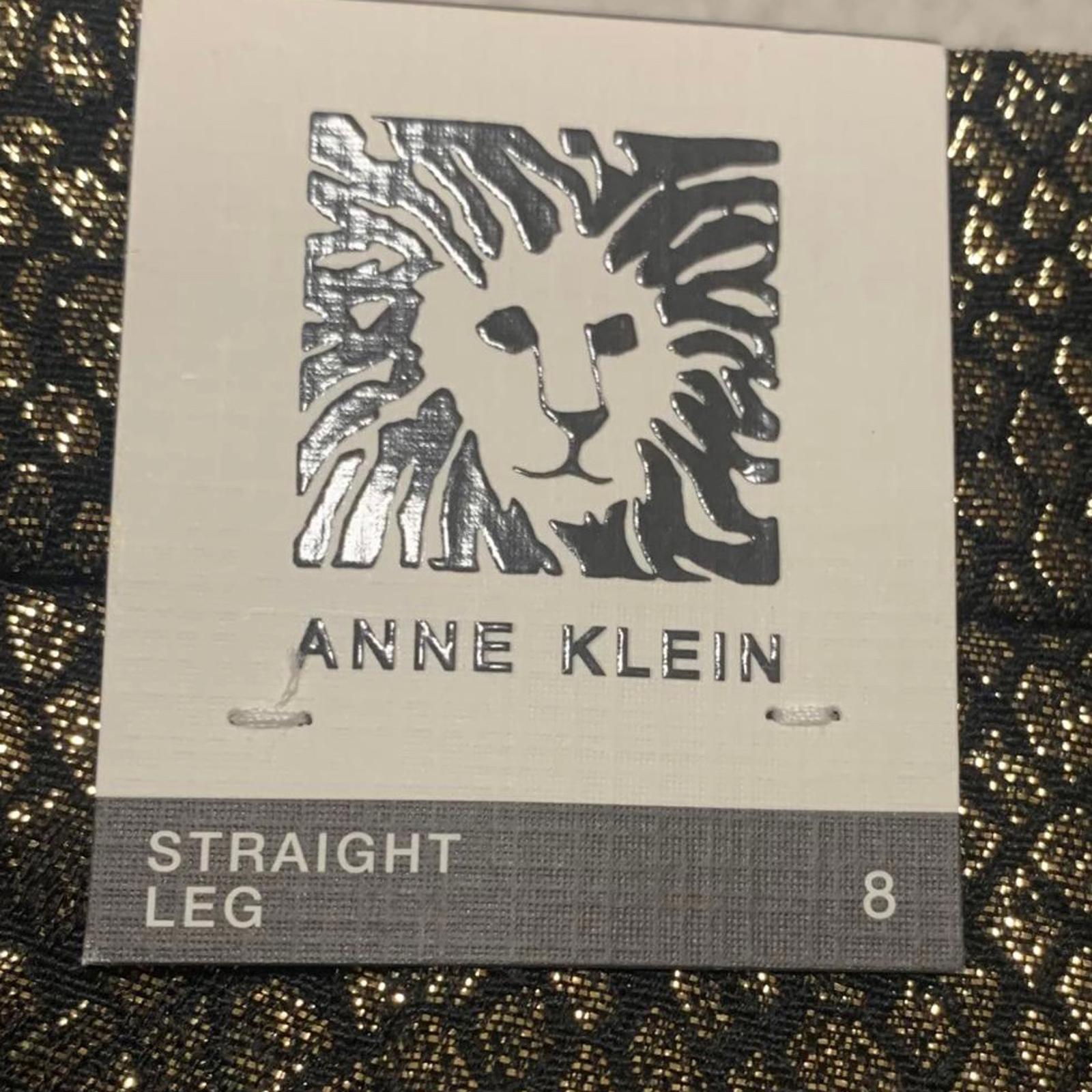 Pantalones Anne Klein para mujer, talla 8, con estampado de piel de serpiente en negro y dorado metalizado