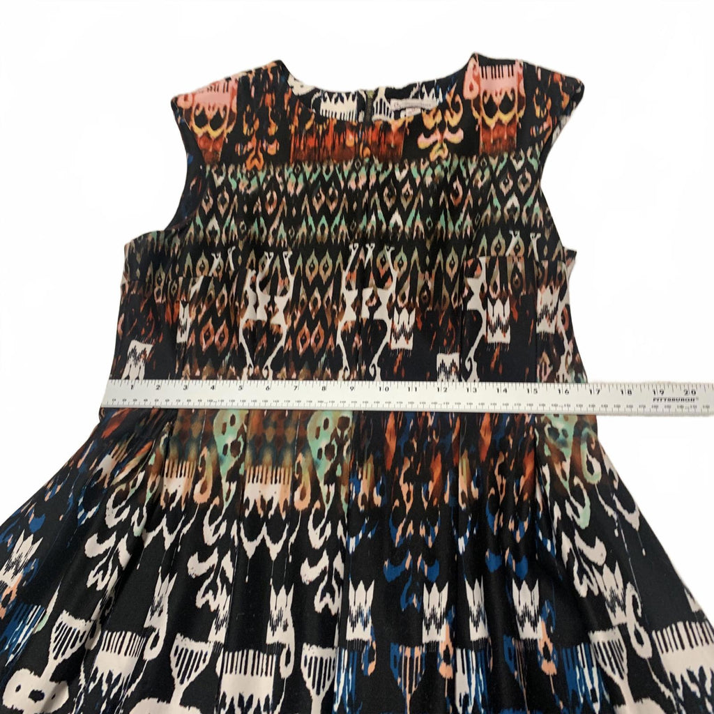 Vestido de verano sin mangas con estampado abstracto vibrante para mujer talla 14 de VTG db