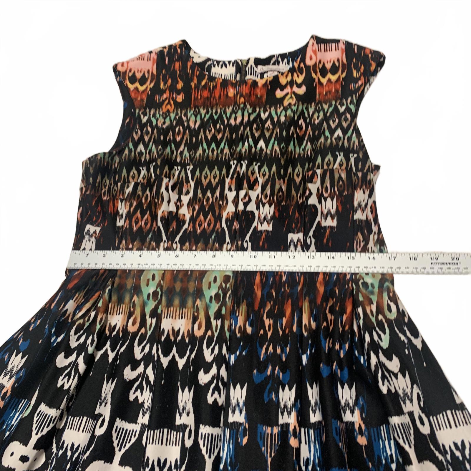 Vestido de verano sin mangas con estampado abstracto vibrante para mujer talla 14 de VTG db