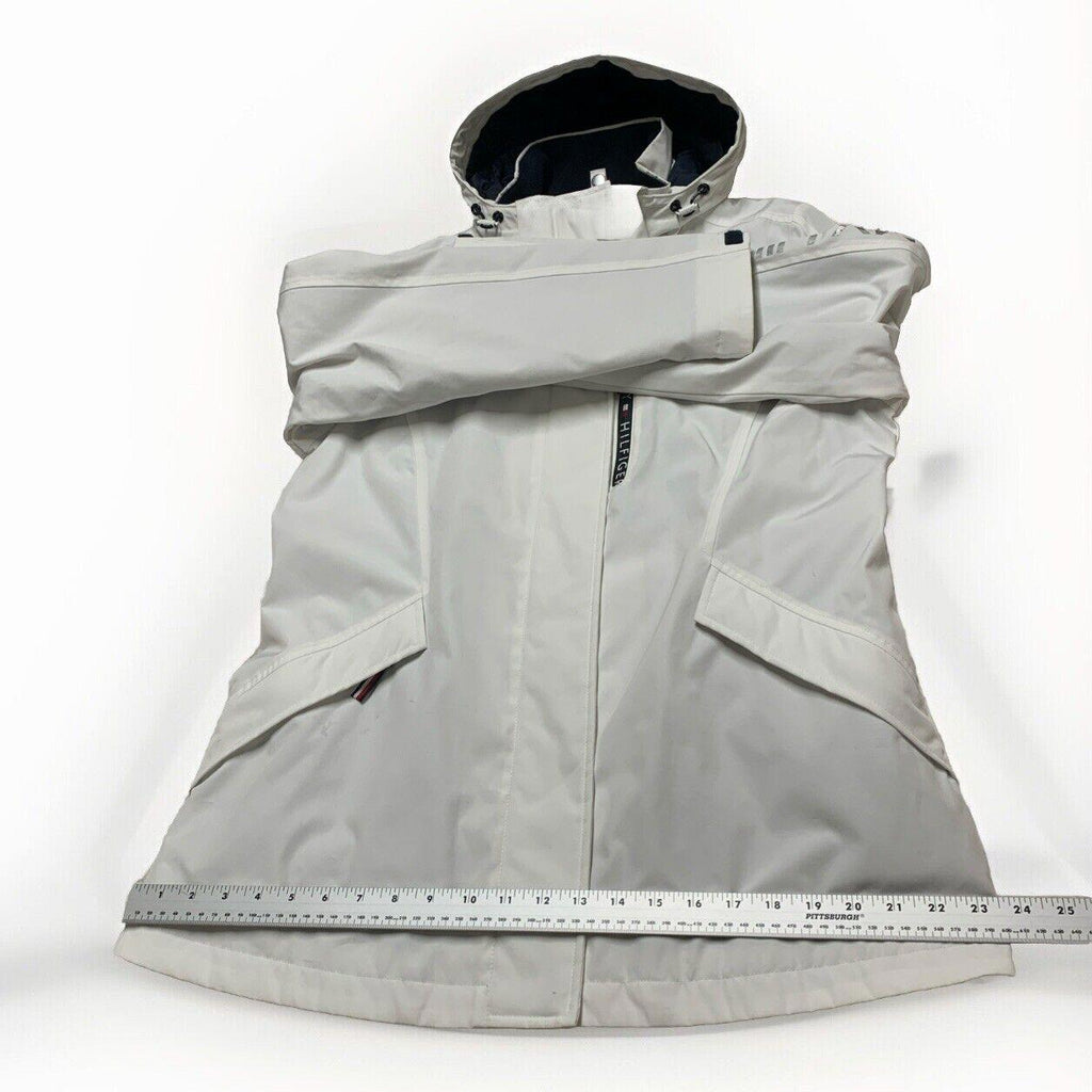 Chaqueta impermeable con capucha Tommy Hilfiger para mujer, color blanco, talla M