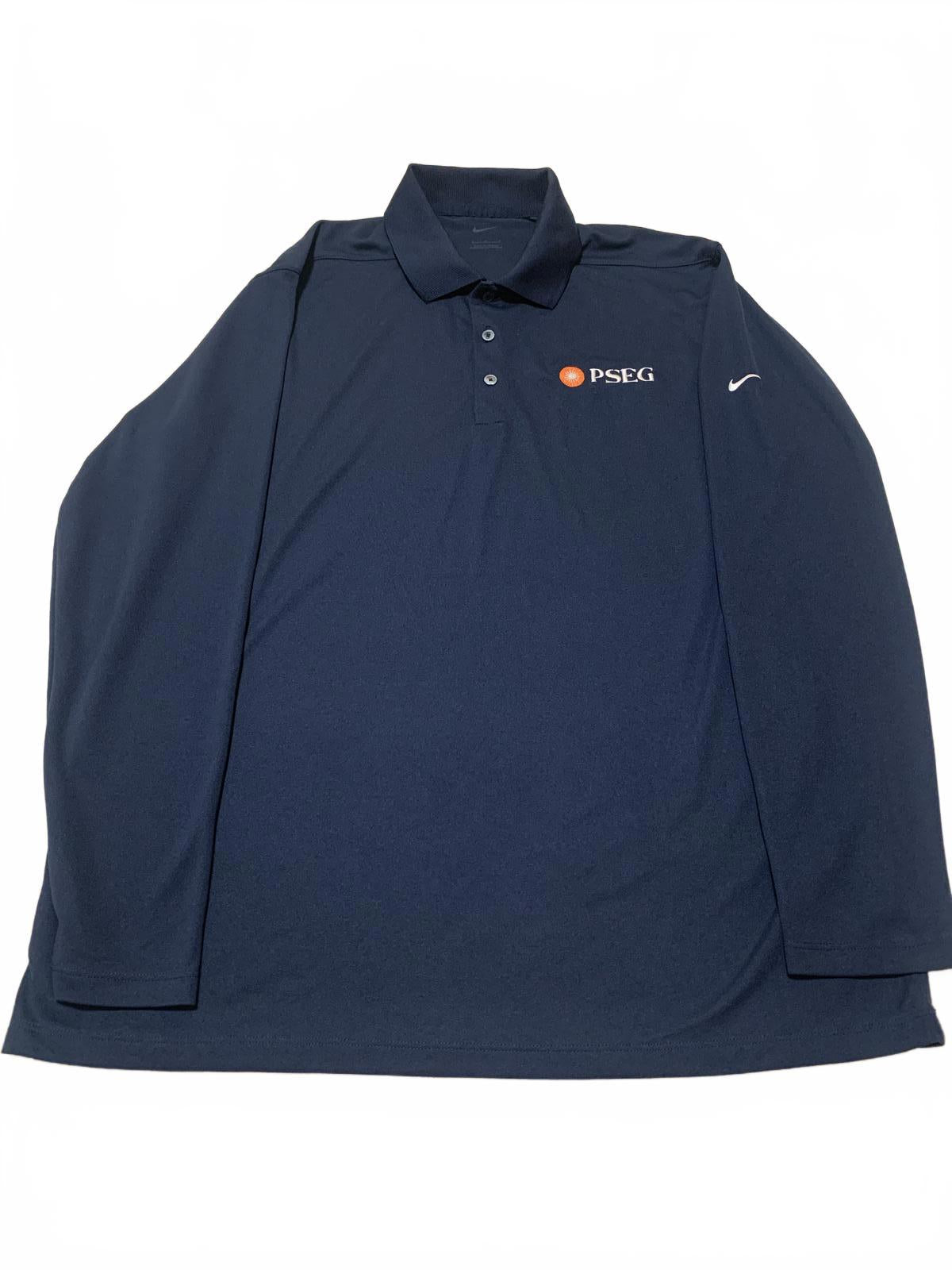 Polo Nike de manga larga azul marino para hombre, talla L, con logotipo corporativo de PSEG
