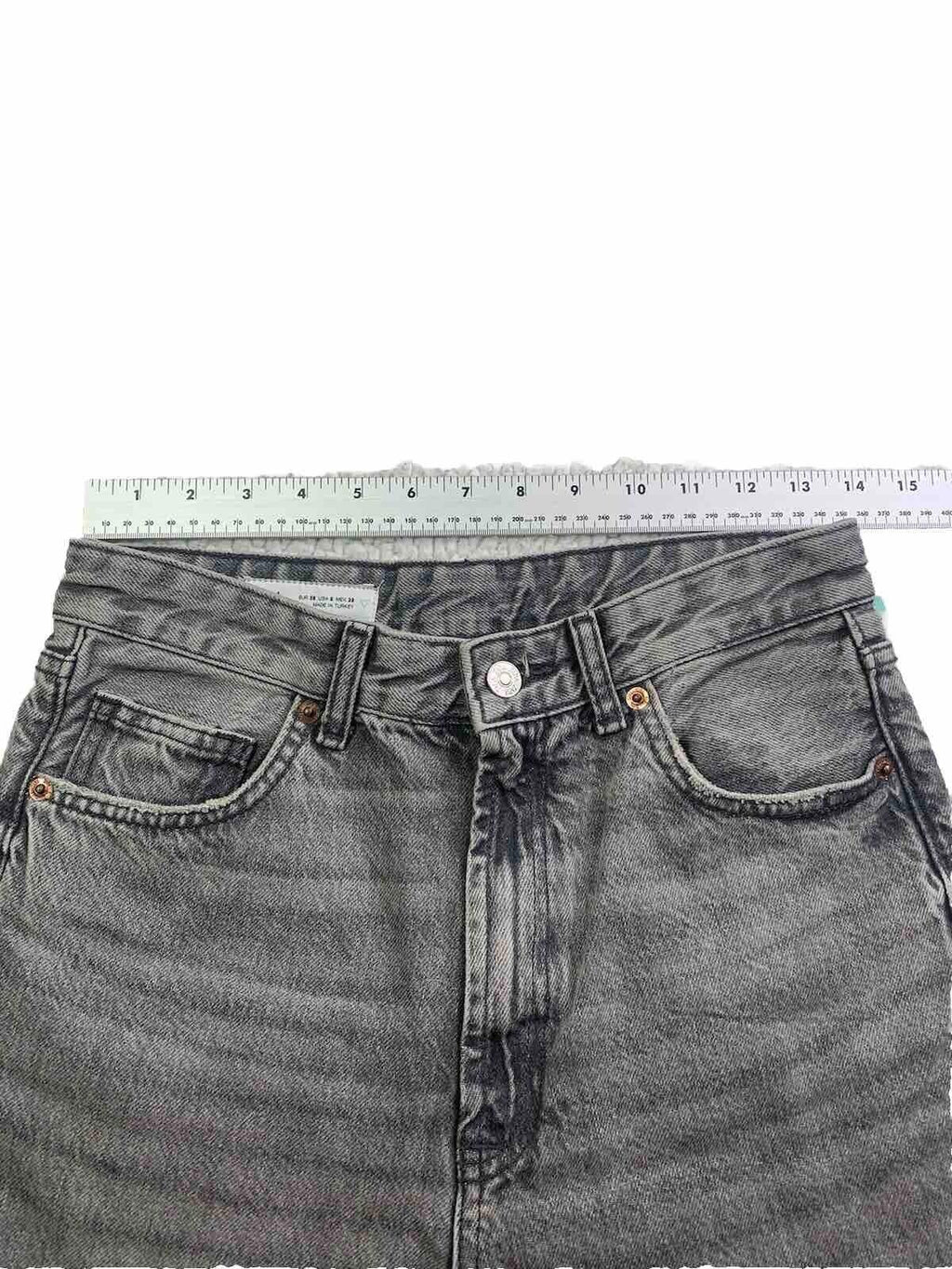 Vaqueros Zara para mujer, talla 6, denim gris, corte cropped con bordes deshilachados