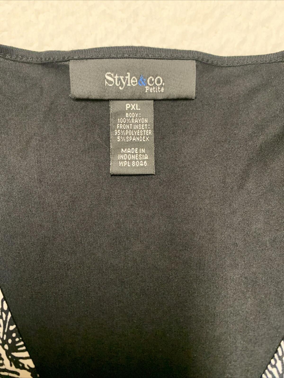 Túnica con cinturón estilo bohemio festivo en blanco y negro PXL para mujer de Style &amp; Co.