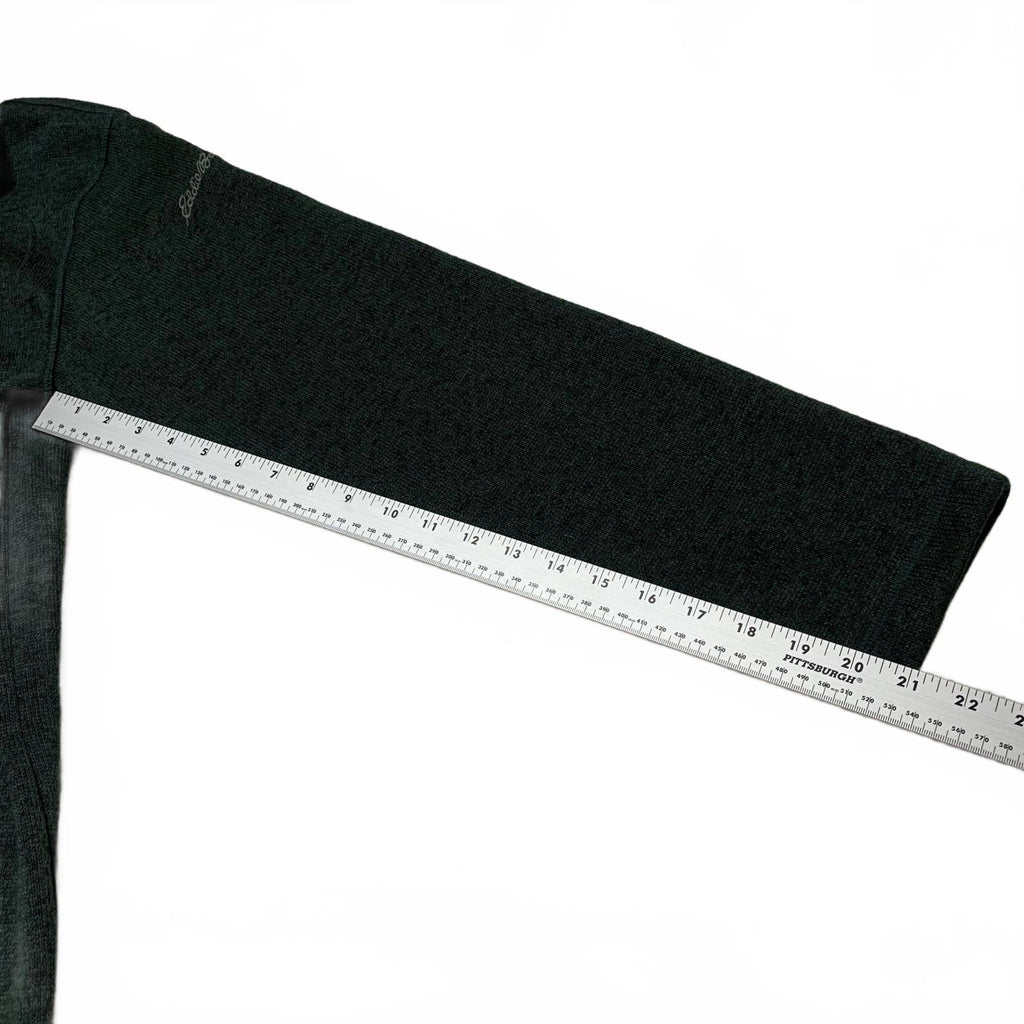 Suéter polar con cremallera de un cuarto verde oscuro mediano de Eddie Bauer para hombre