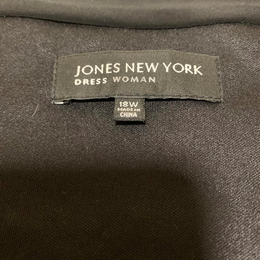 Jones New York Women's Size 18W Black Long  V-Necks Sleeve Dress Formal