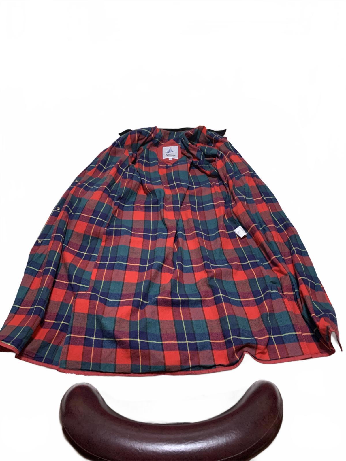 Chaqueta impermeable informal vintage Misty Harbor para mujer, color rojo, talla L, con estampado a cuadros y carcasa de PVC