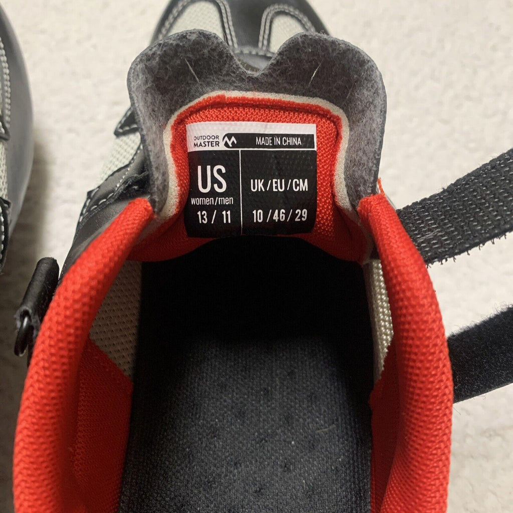 Zapatillas de ciclismo Outdoor Master unisex para mujer, talla 13, para hombre, talla 11, color negro, rojo y gris