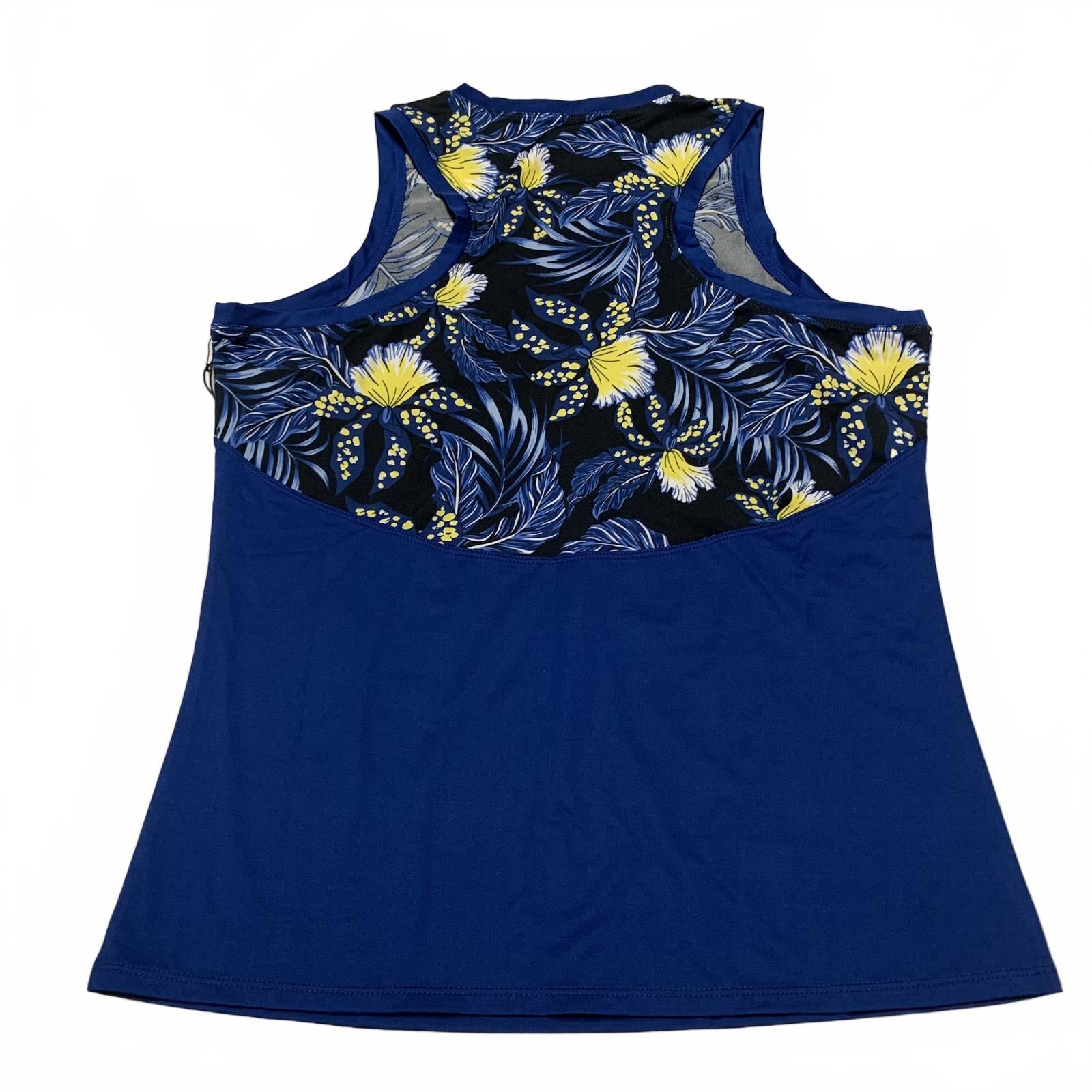 Top elástico sin mangas con estampado floral de jungla azul Debbie para mujer talla M TAIL
