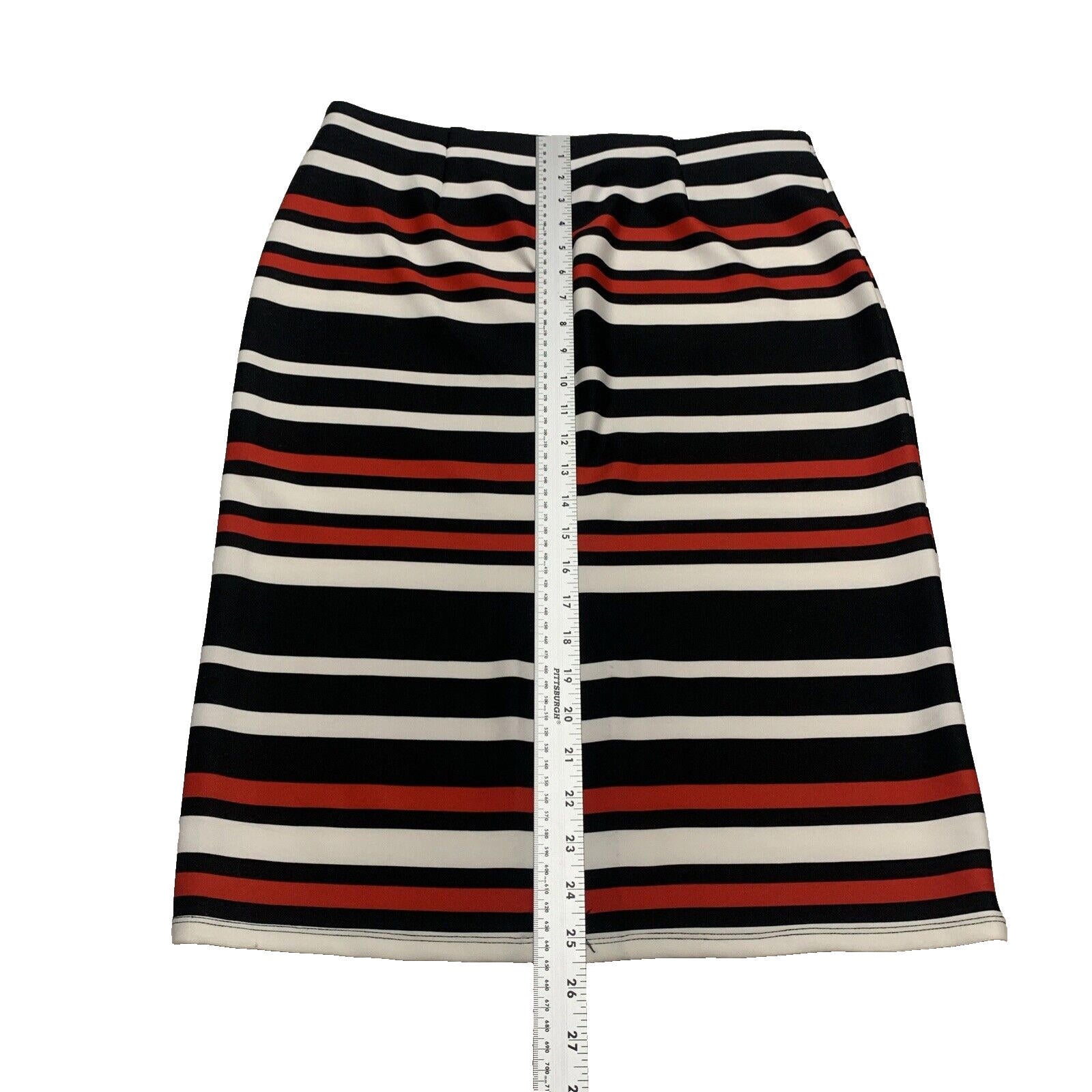 Falda tubo modesta hasta la rodilla con rayas rojas y negras de NYCC para mujer, talla M