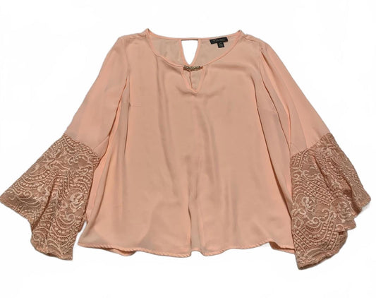 Thalia Sodi Forever 21 Womens Size Large Peach Bell Lace Sleeve Blouse