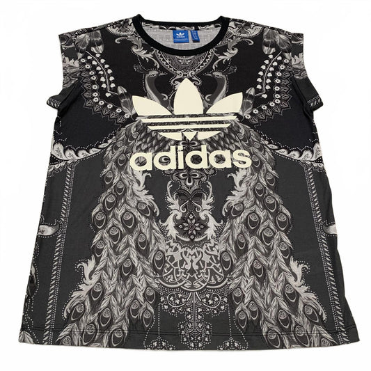 Adidas Sz S Black T Shirt  Paisley Feather Graphic Logo  Design