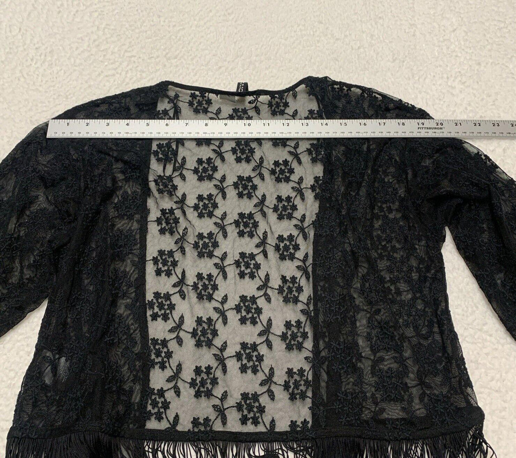 Bufanda tipo chal con flecos de encaje negro para mujer, talla S, estilo bohemio grunge, de H&amp;M