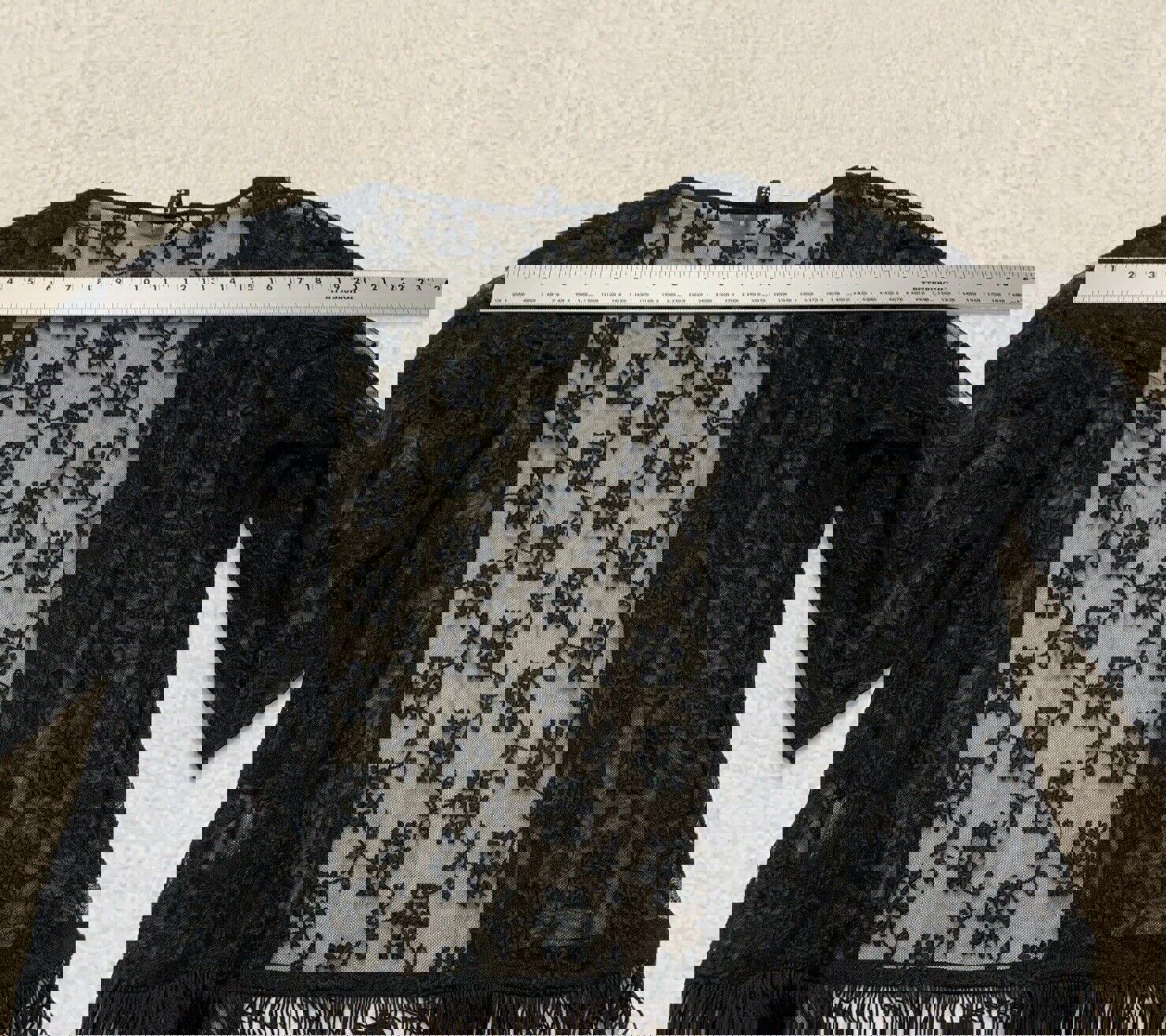 Bufanda tipo chal con flecos de encaje negro para mujer, talla S, estilo bohemio grunge, de H&amp;M