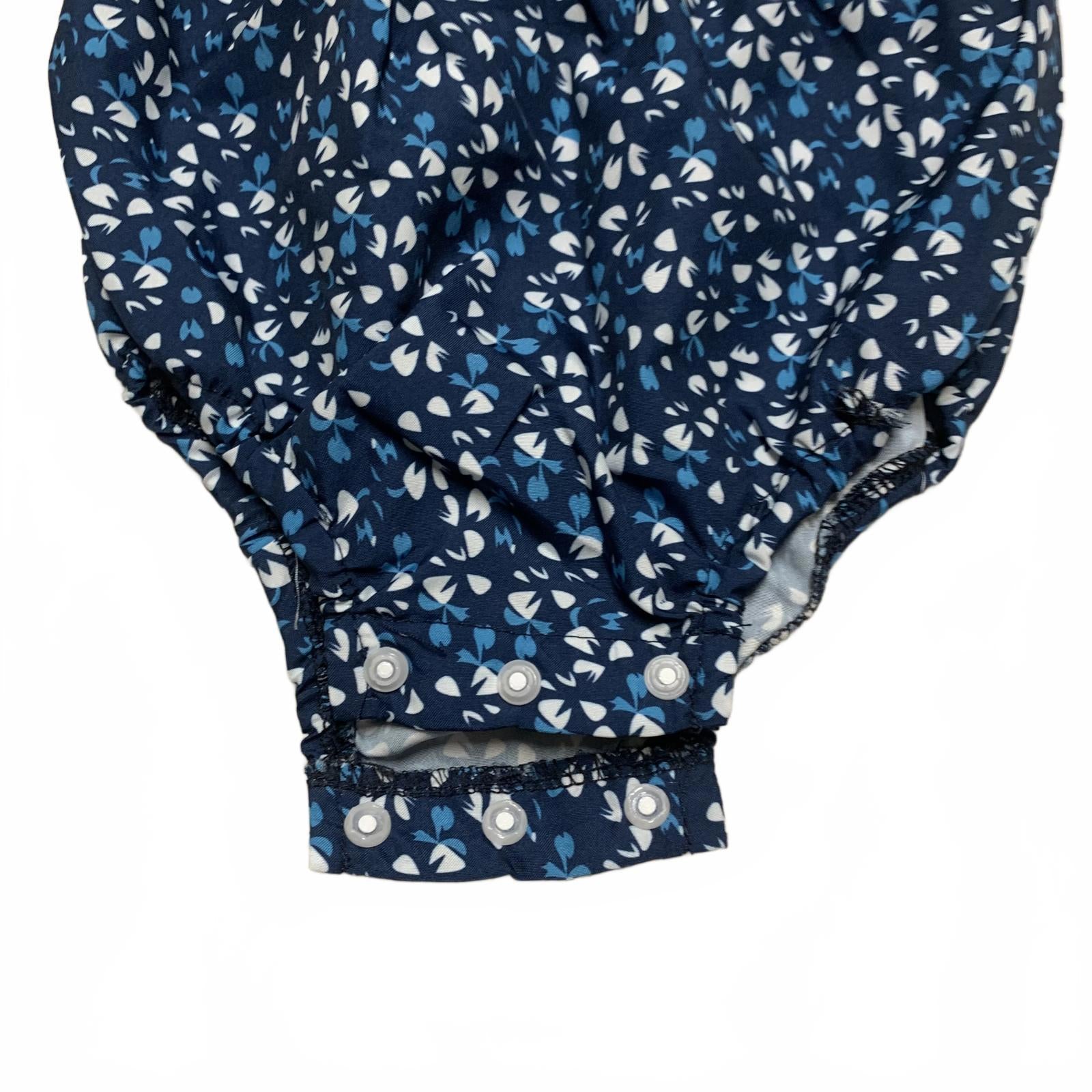 Adorable mono azul con volantes y flores para niña de 3 a 6 meses con diadema