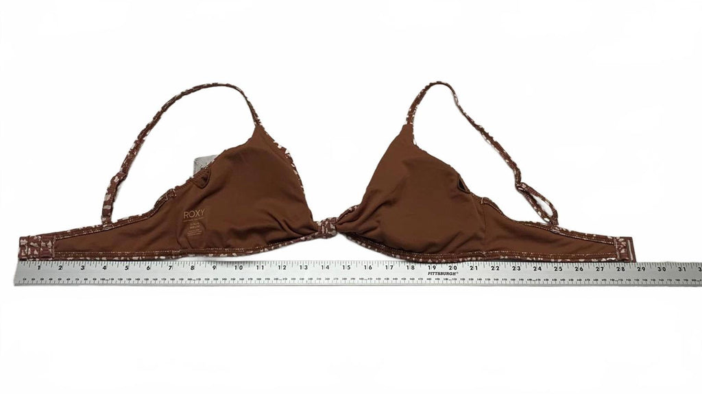 Top de bikini Roxy Love the Surf Knot para mujer, talla L, estampado marrón