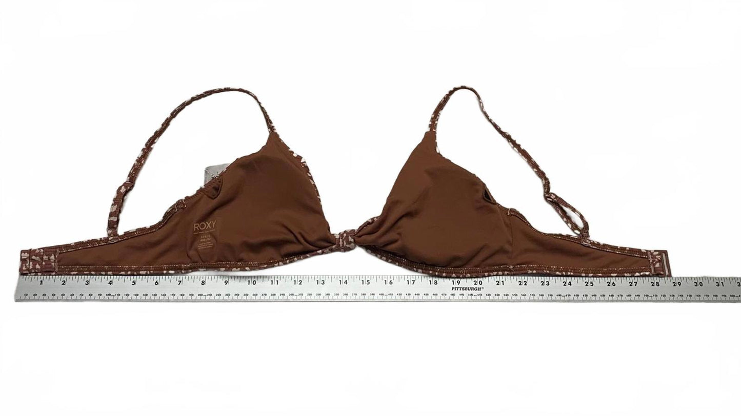 Roxy Love the Surf Knot Bikini Top Women's Sz L Brown Print Swimwear