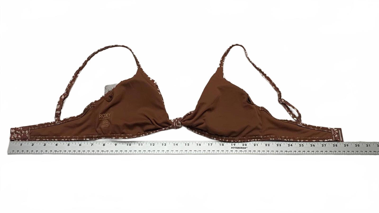 Top de bikini Roxy Love the Surf Knot para mujer, talla L, estampado marrón