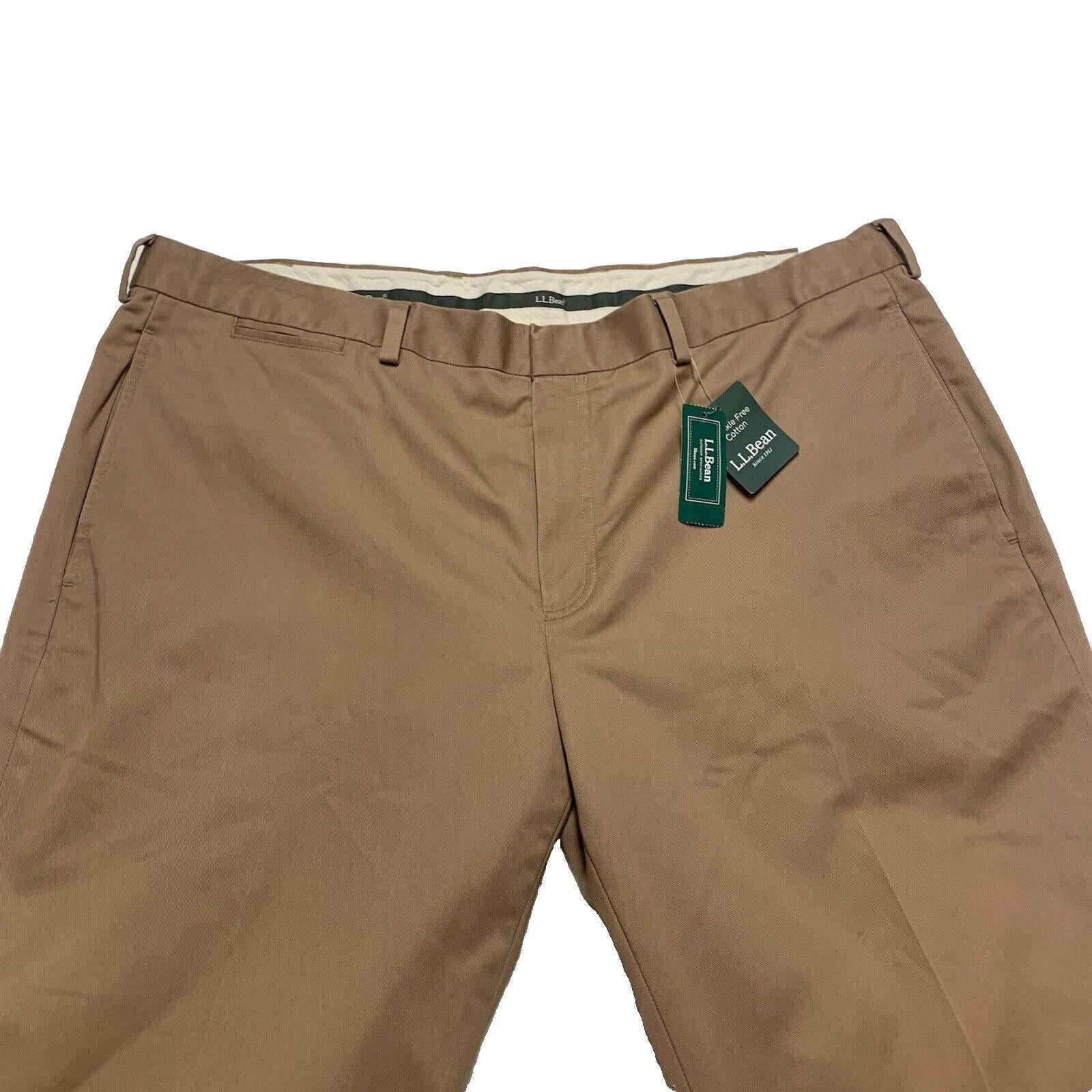 Pantalones de vestir LL Bean Chinos para hombre talla 42 ancho color caqui oscuro