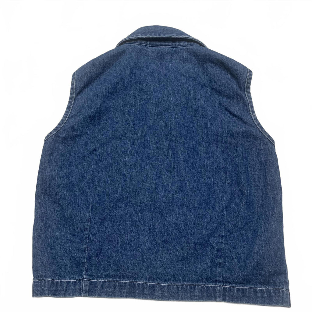 Chaleco vaquero azul con bordado floral para niña talla XL (18)