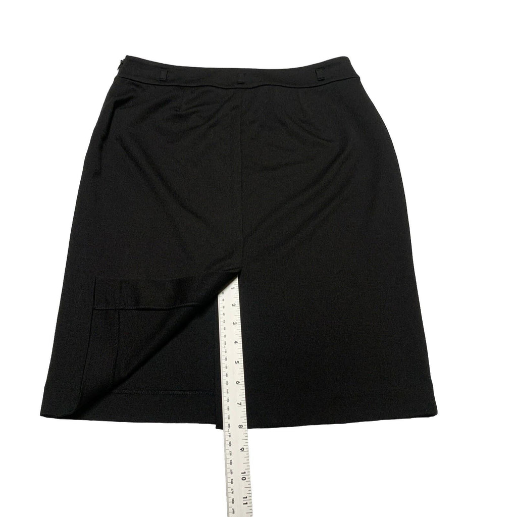 Falda tubo negra con trabillas para cinturón y cremallera lateral hasta la rodilla, talla 8, para mujer