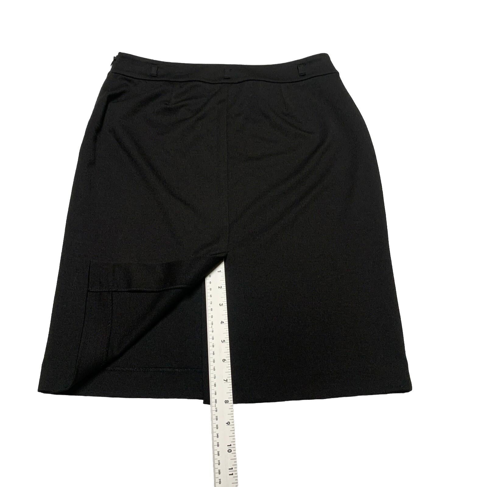 Falda tubo negra con trabillas para cinturón y cremallera lateral hasta la rodilla, talla 8, para mujer