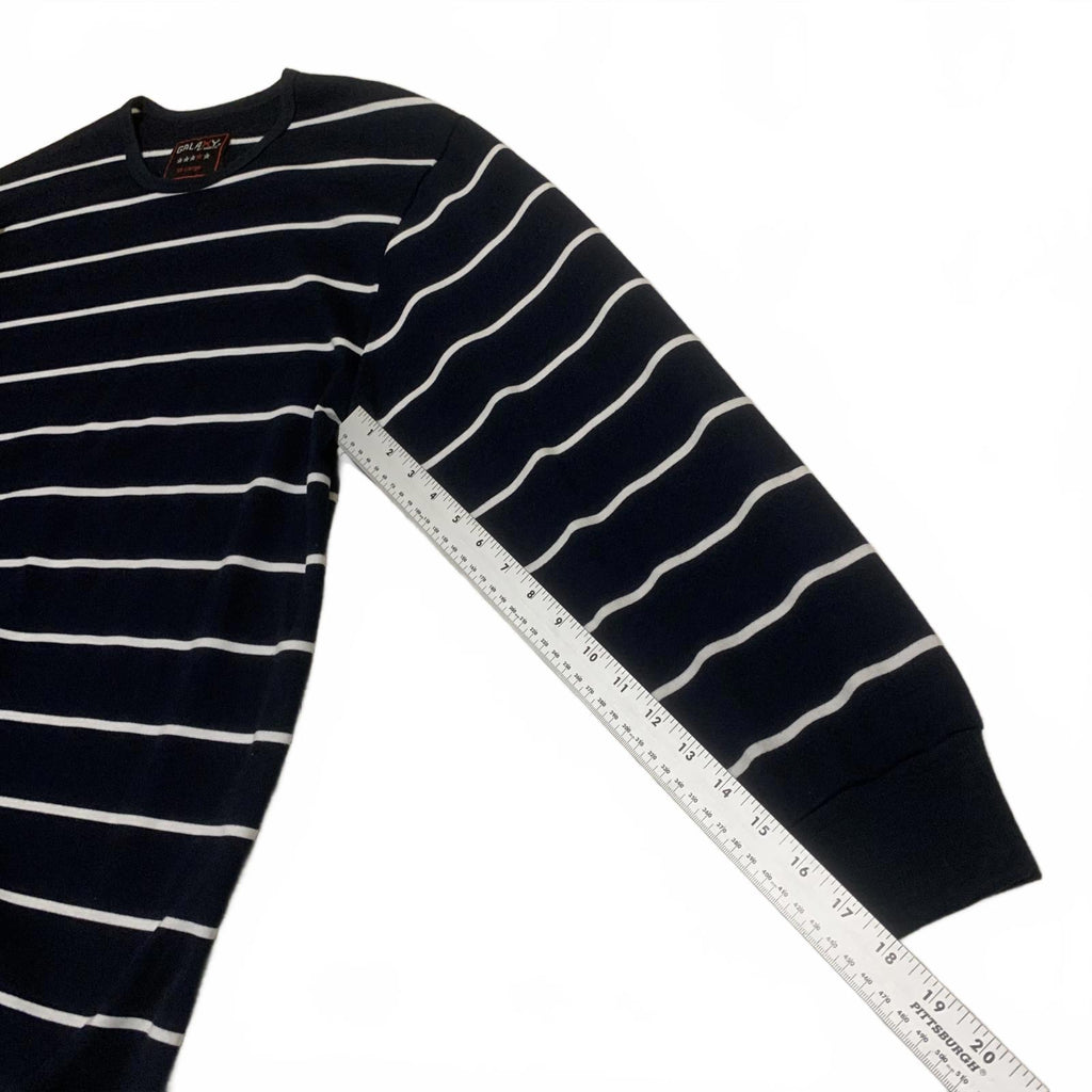 Camisa Galaxy de manga larga a rayas blancas y azul marino para mujer, talla XXL