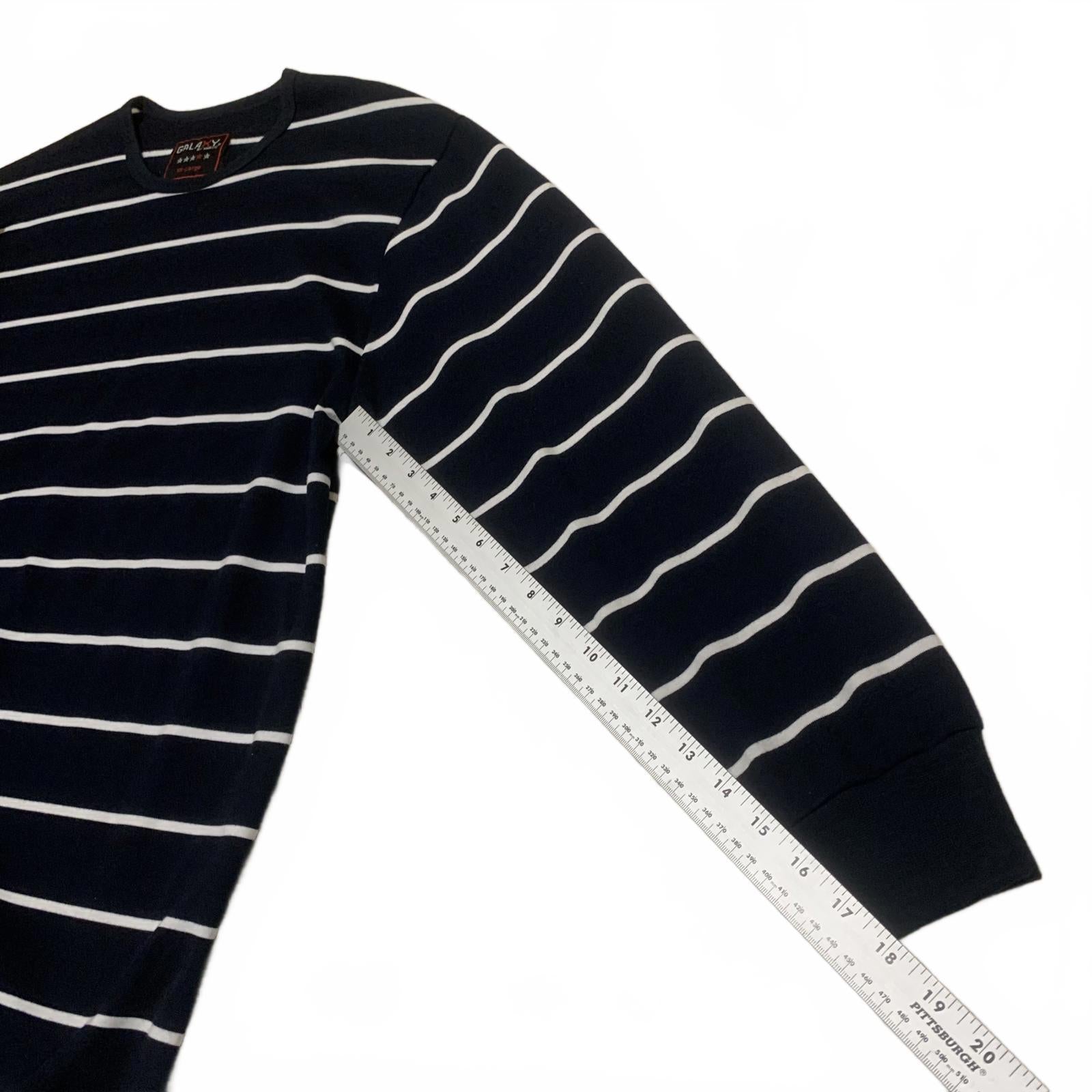 Camisa Galaxy de manga larga a rayas blancas y azul marino para mujer, talla XXL