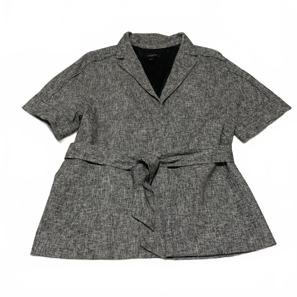 Blazer gris de manga corta con cinturón para mujer de Ann Taylor, talla 12