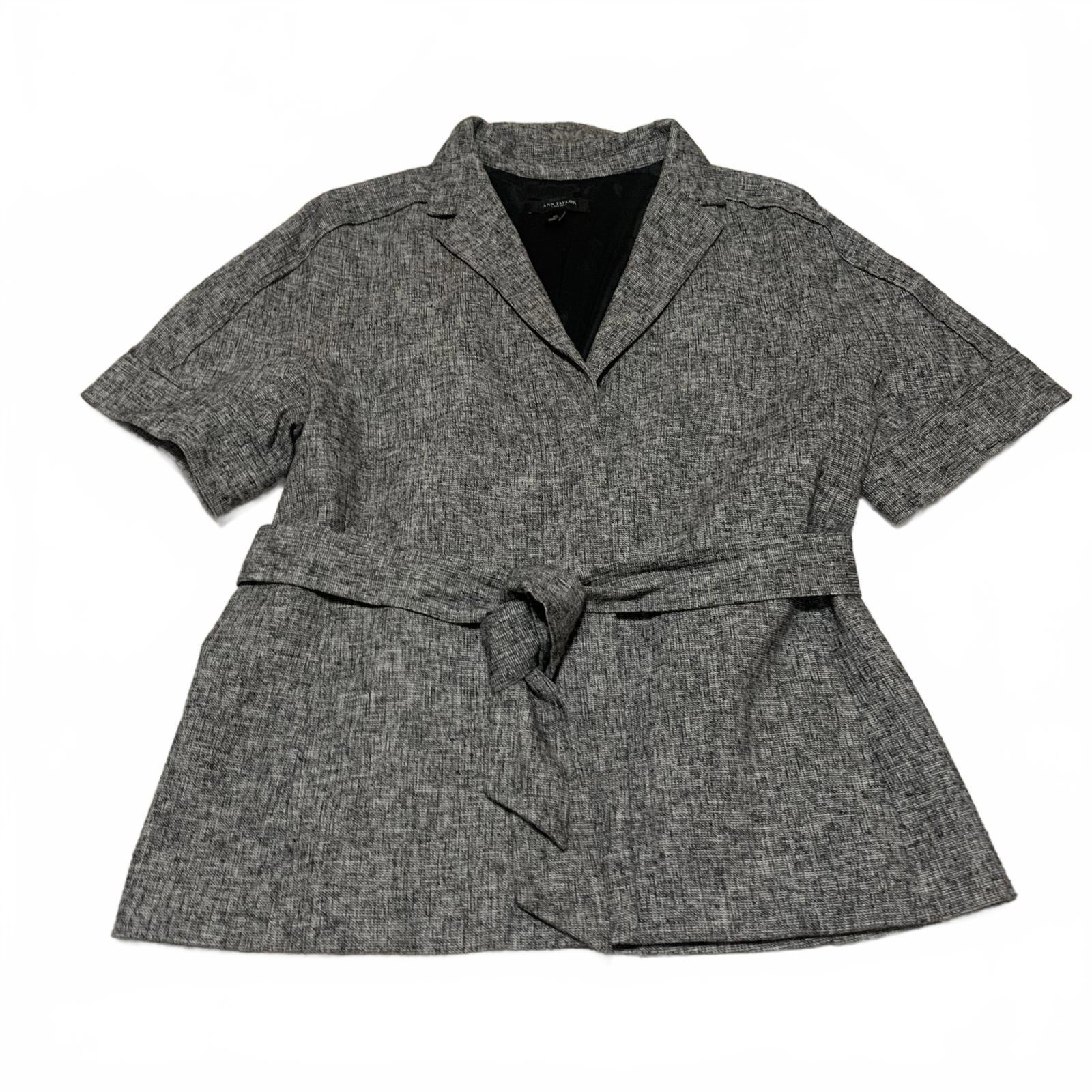 Blazer gris de manga corta con cinturón para mujer de Ann Taylor, talla 12