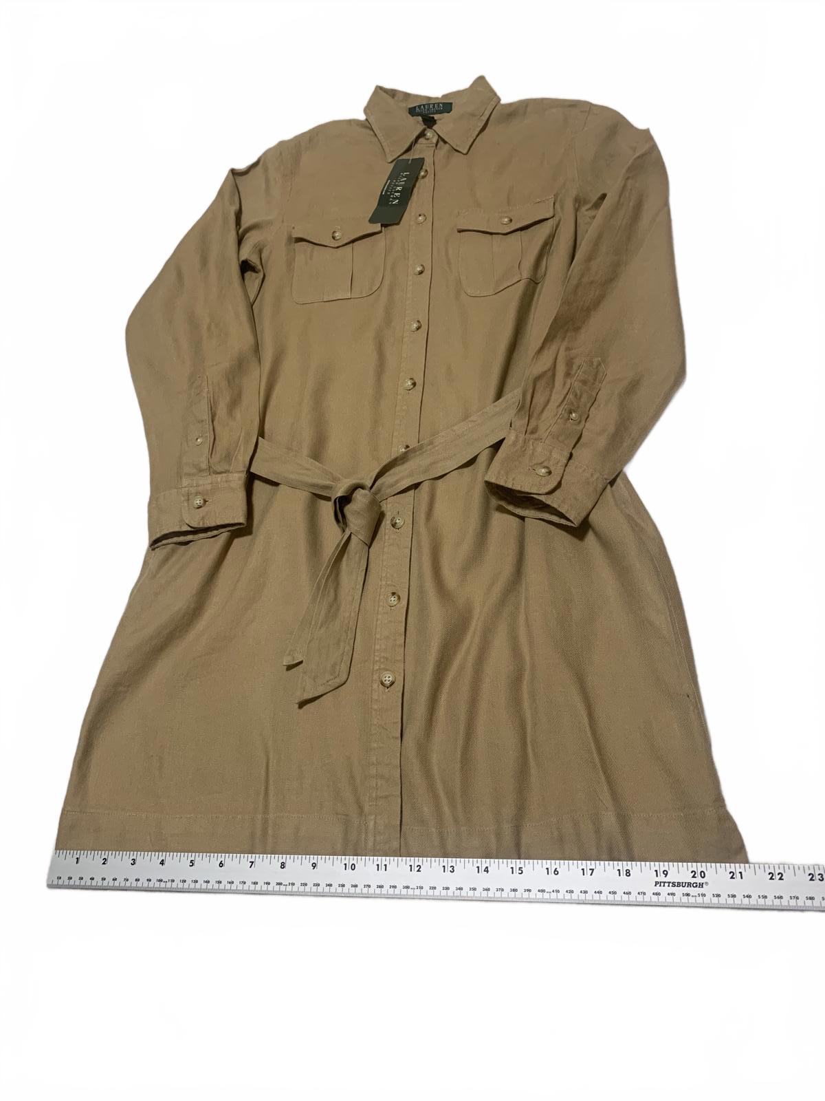 Vestido camisero con cinturón en color tostado medio de Lauren Ralph Lauren Petite para mujer