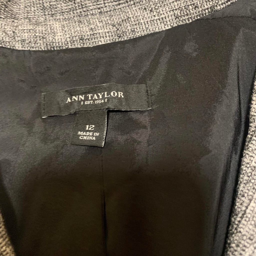 Blazer gris de manga corta con cinturón para mujer de Ann Taylor, talla 12