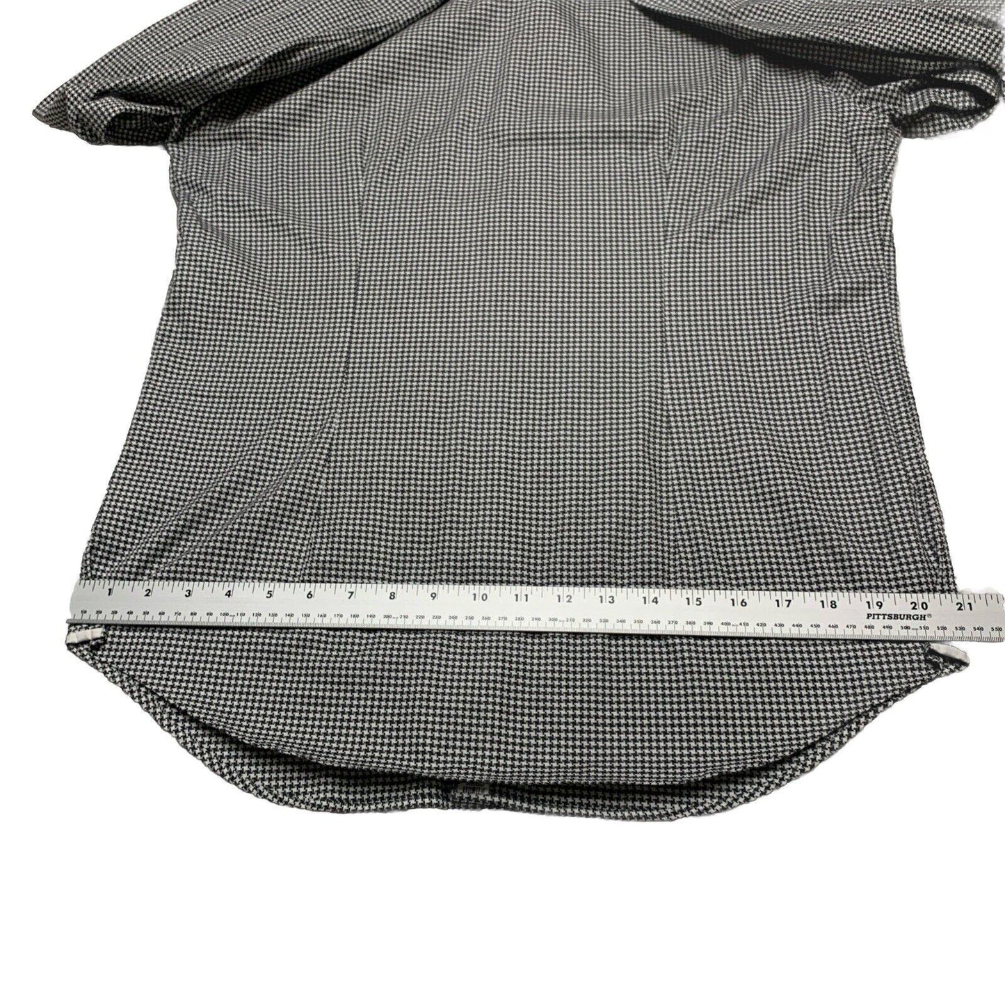 Saks Fifth Avenue Men Shirt 16 1/2 Gray Houndstooth Print Long Sleeve Button Up