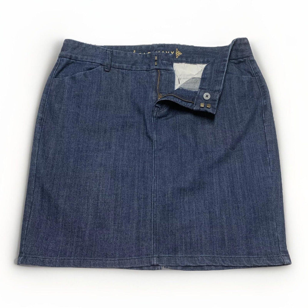 Falda de mezclilla azul oscuro para mujer, talla 12, con bolsillo, corte tubo, elástica y abertura, de Old Navy