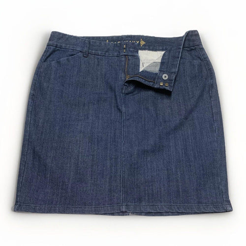 Old Navy Women's 12 Dark Denim Blue Trouser Skirt Pocket Pencil Stretch Slit