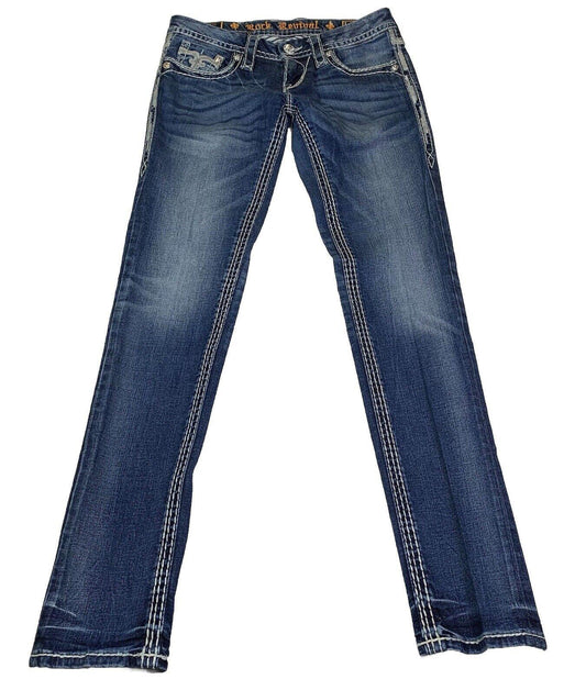 Rock Revival Women's Jeans Size 27 Bold Stitch Cowboy Pocket
