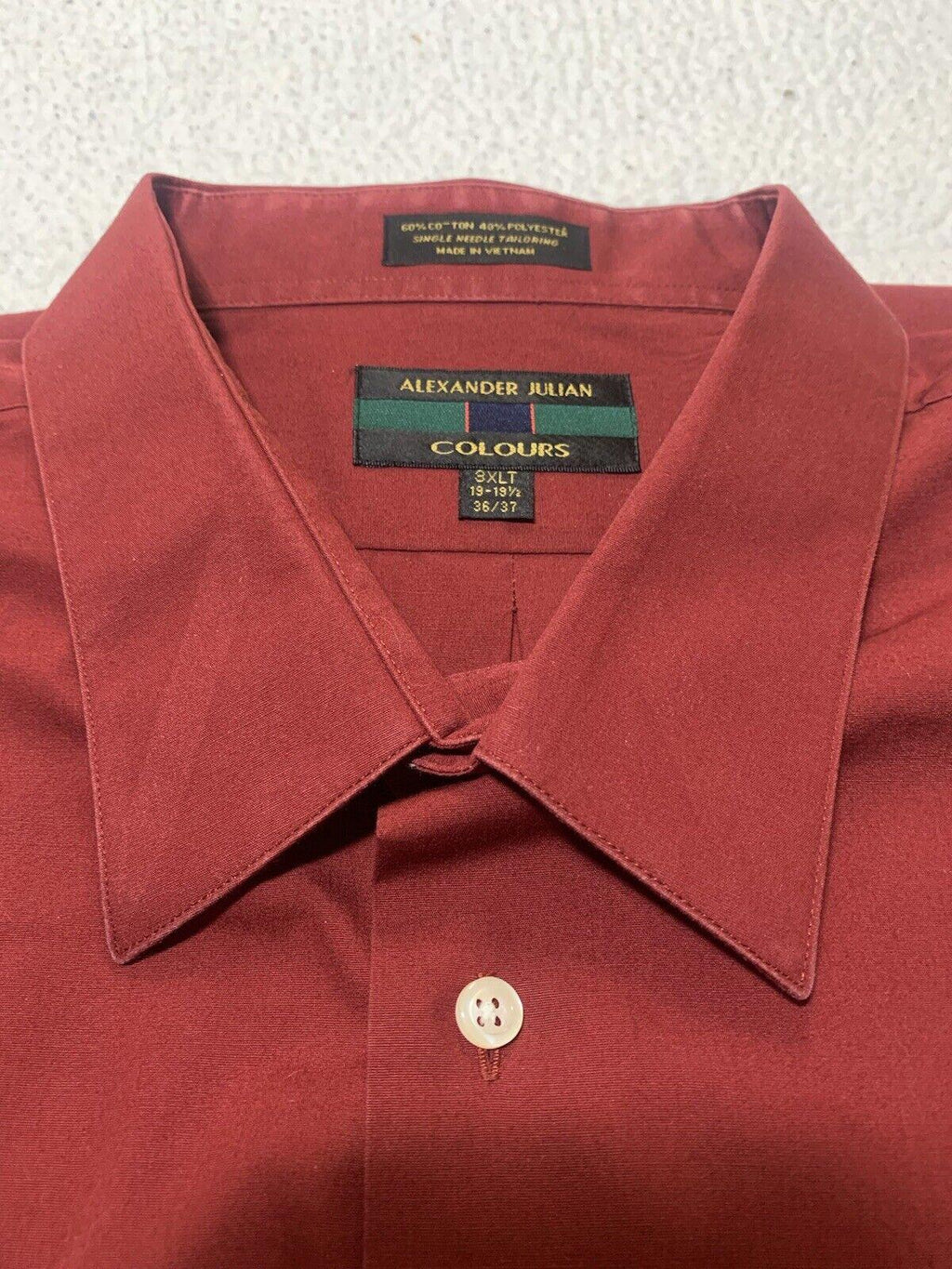 Camisa Alexander Julian 3XLT de manga larga para hombre, color vino tinto