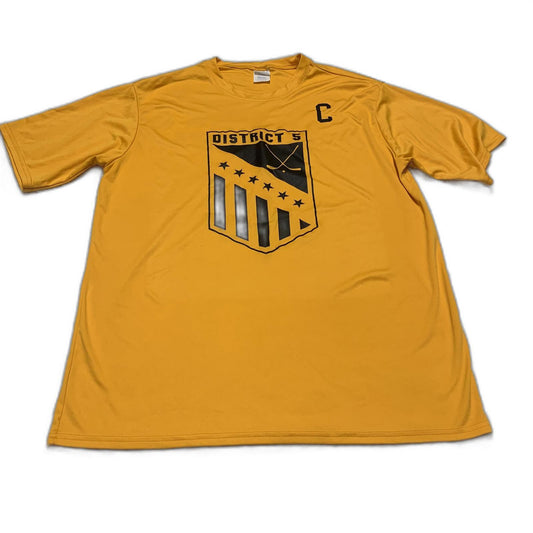 Port & Company Mens Size Large Yellow District 5 Hockey Captain's Tee Shirt