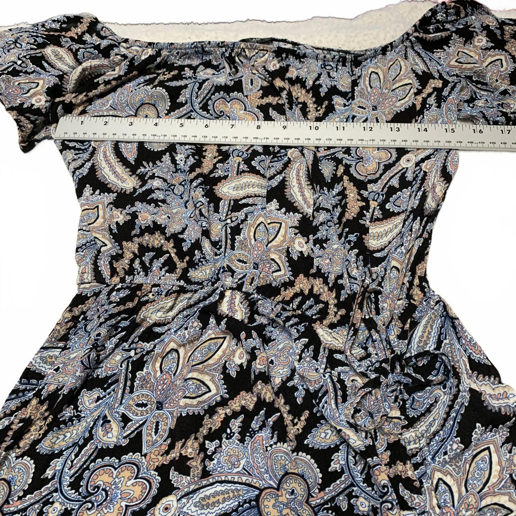 Vestido largo con estampado floral de rayón de manga corta para mujer, talla M, color aguamarina