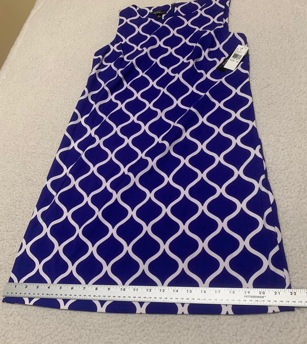 Vestido ALYX para mujer, talla 10, azul real, blanco, estampado, sin mangas