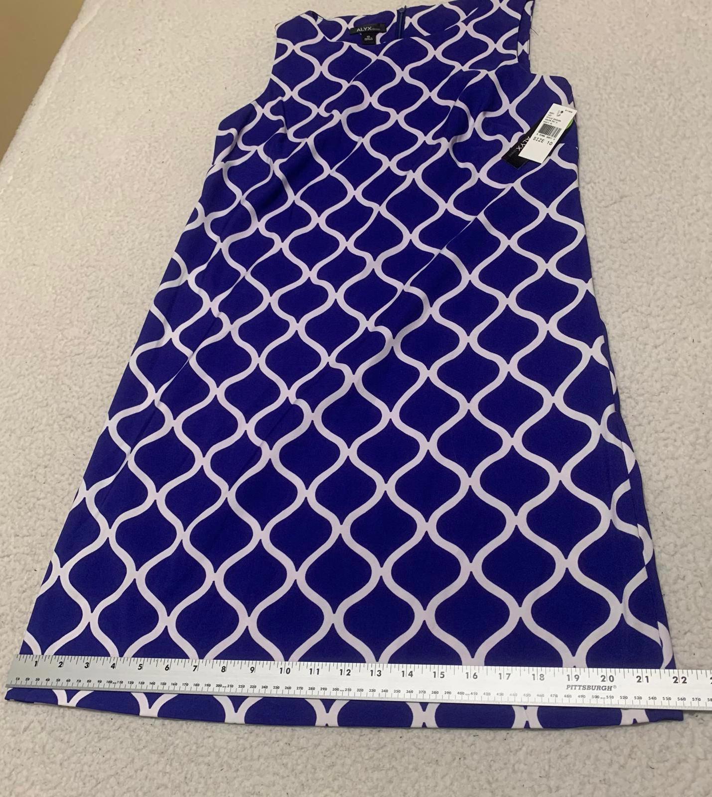 Vestido ALYX para mujer, talla 10, azul real, blanco, estampado, sin mangas