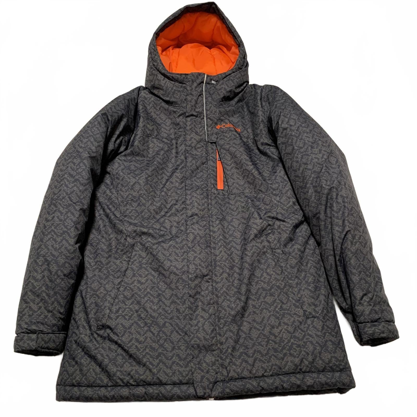 Chaqueta aislante con capucha y color negro y naranja de Columbia, talla grande para hombre