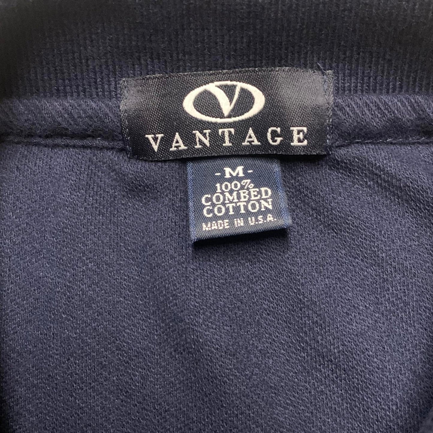 Vantage Men's Size Medium Navy Blue Polo Shirt 100% Combed Cotton