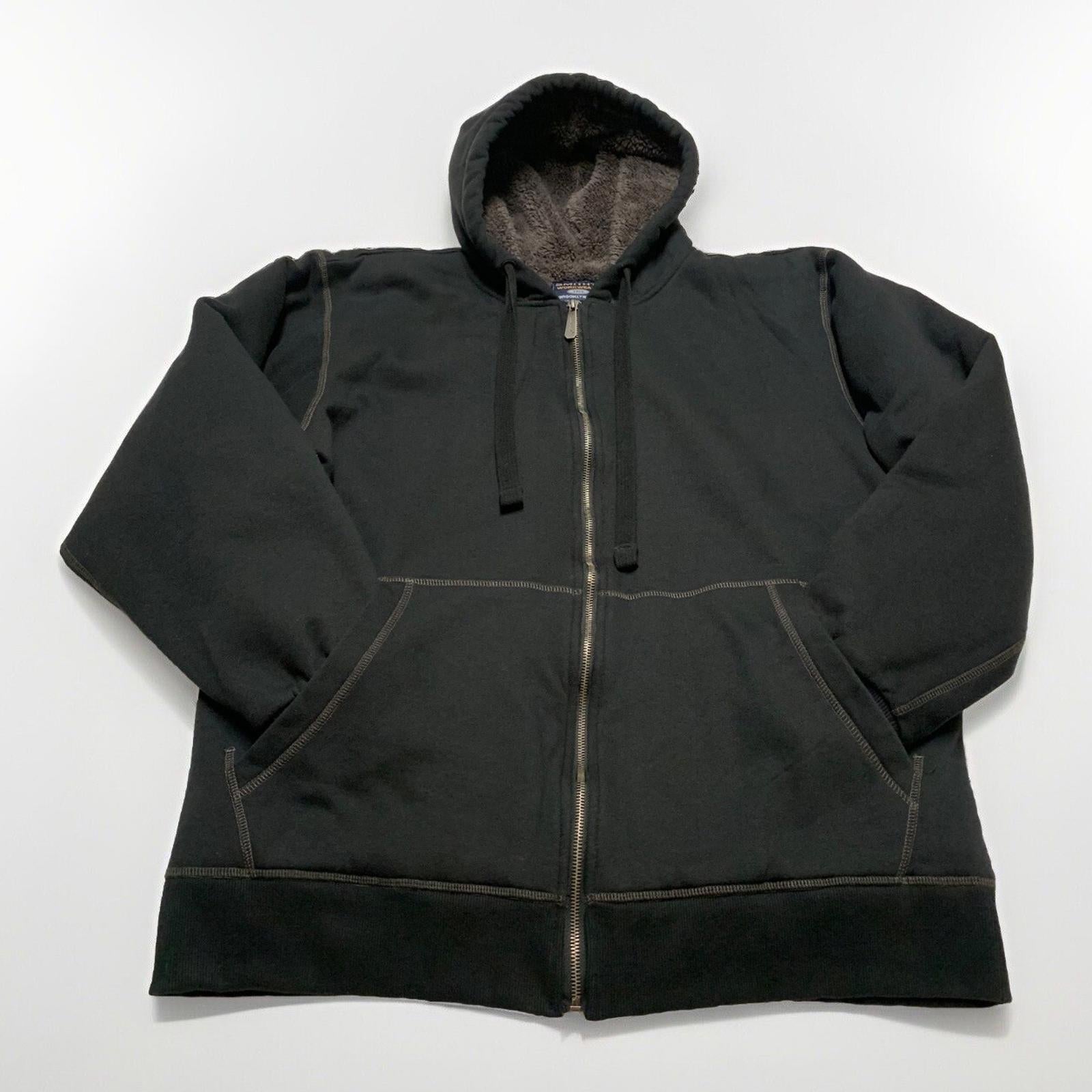 Chaqueta con capucha y forro de sherpa suave negra grande para hombre de Smith's Work Wear