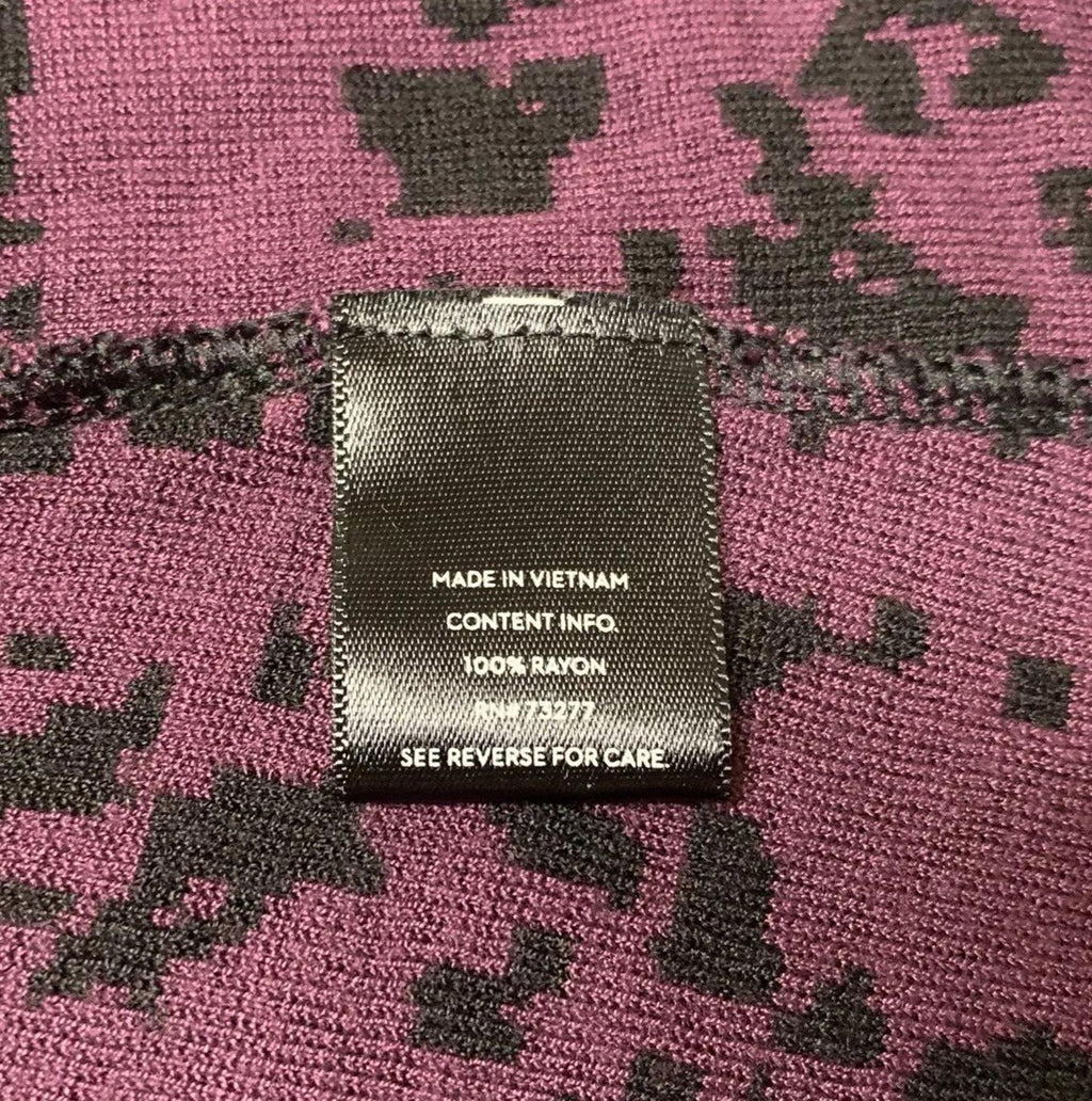 Vestido morado y negro abstracto Simply Vera Vera Wang, talla S, para mujer, con mangas 3/4 hasta la rodilla