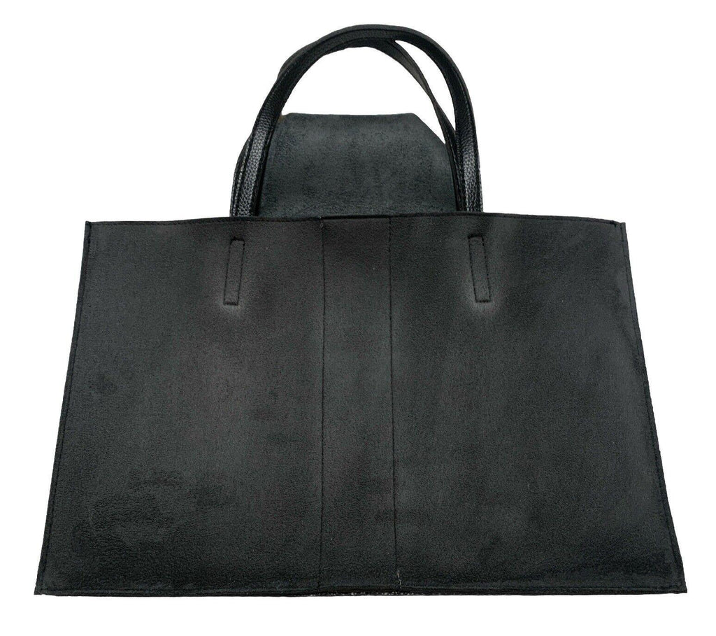 Bolso tote de piel vegana suave con diseño granulado de rayas grises y negras para mujer de Vince Camuto